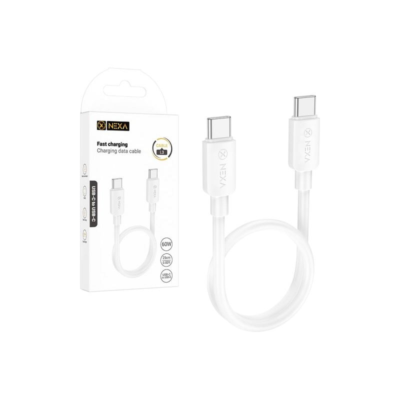 کابل شارژ نکسا مدل Nexa L3 (دو سر Type-C) طول 25 سانتی متر