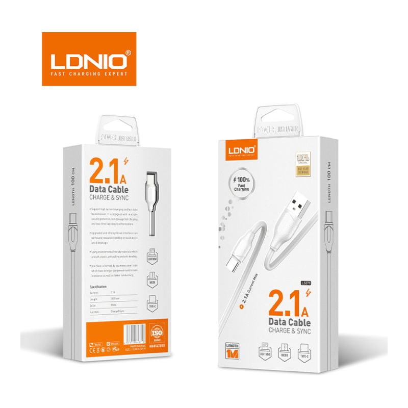 کابل شارژ الدینیو Ldnio LS-371 (Type-A to Type-C) طول 1 متر